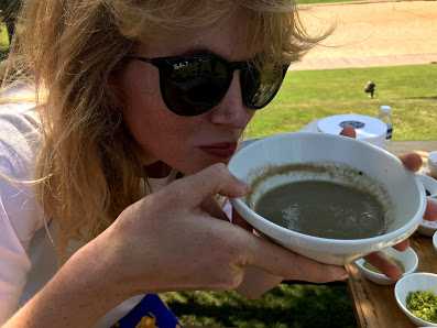 Natalie sniffing mysterious bowl